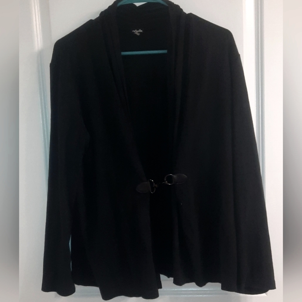 Womens Rafaella black sweater with clasp. Size Large